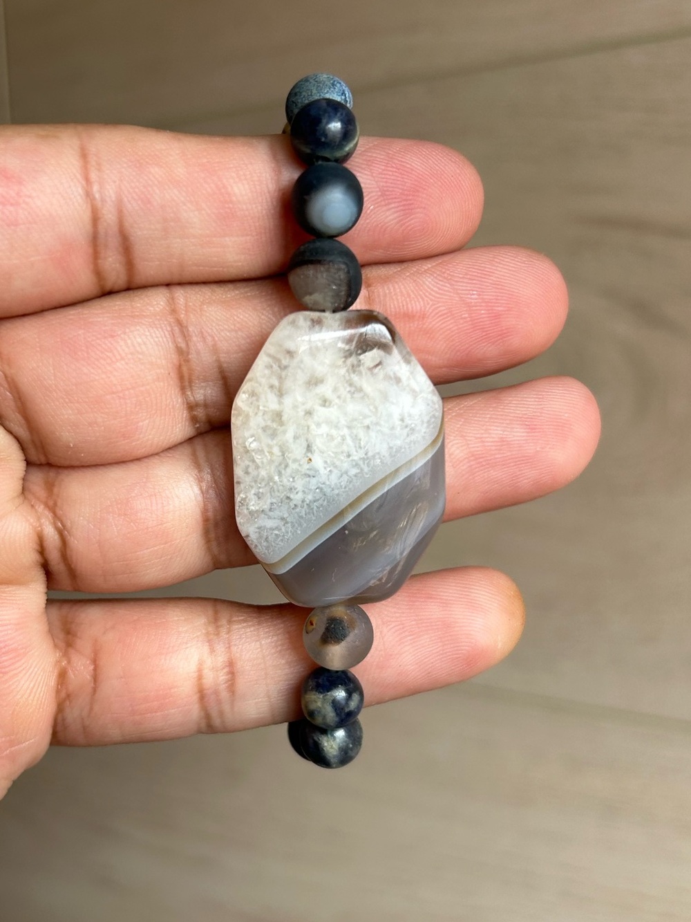 Botswana and Banded Agate, and Sodalite Stretch Bracelet Size 5